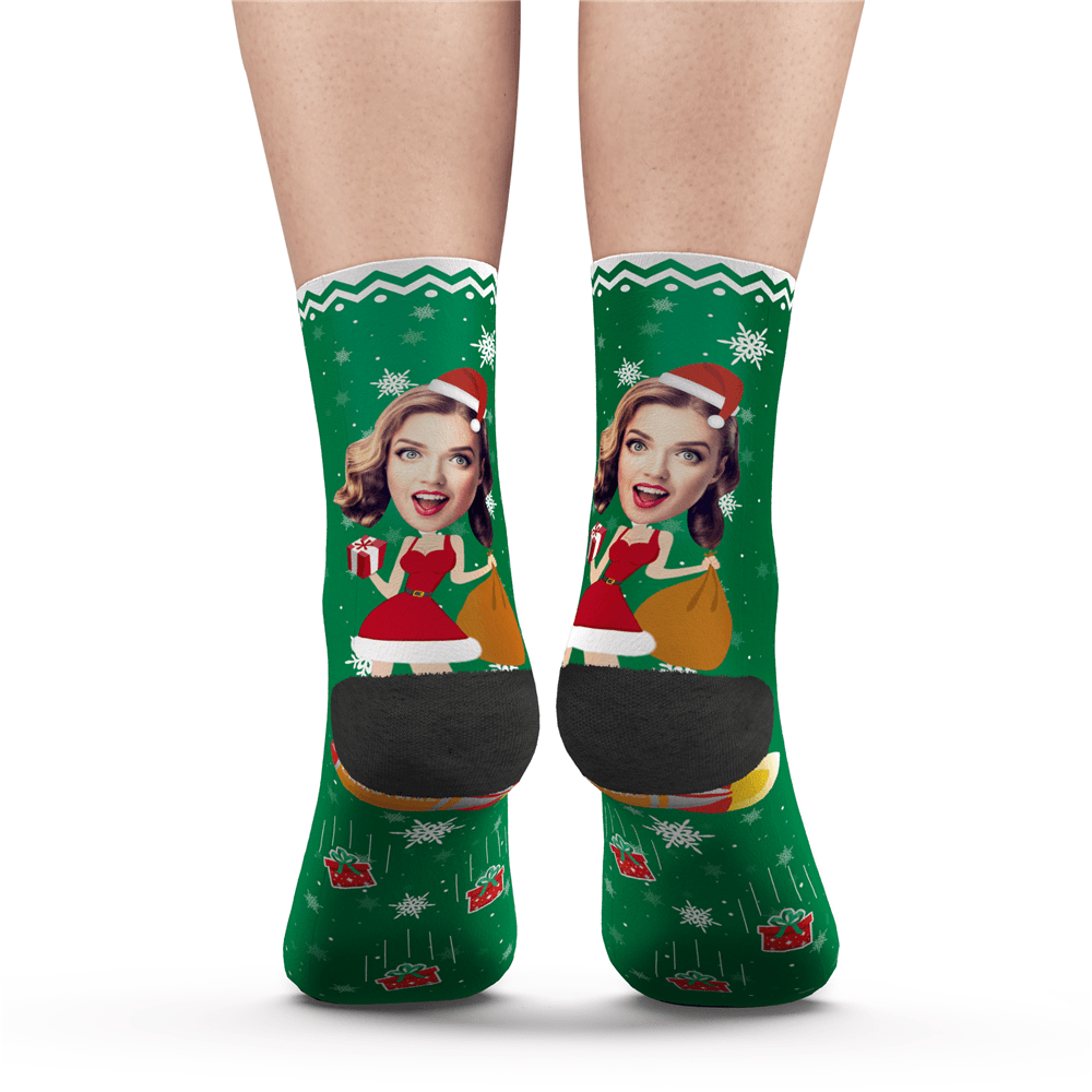 Custom Photo Socks Christmas Dog With Your Text - MyPhotoSocks
