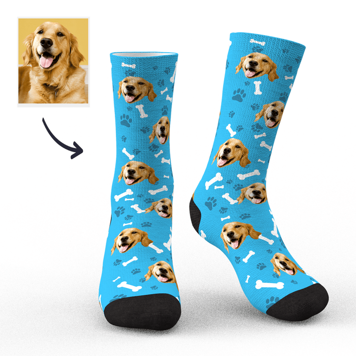 3D Preview Custom Dog Face Socks - Personalised Socks with Photo