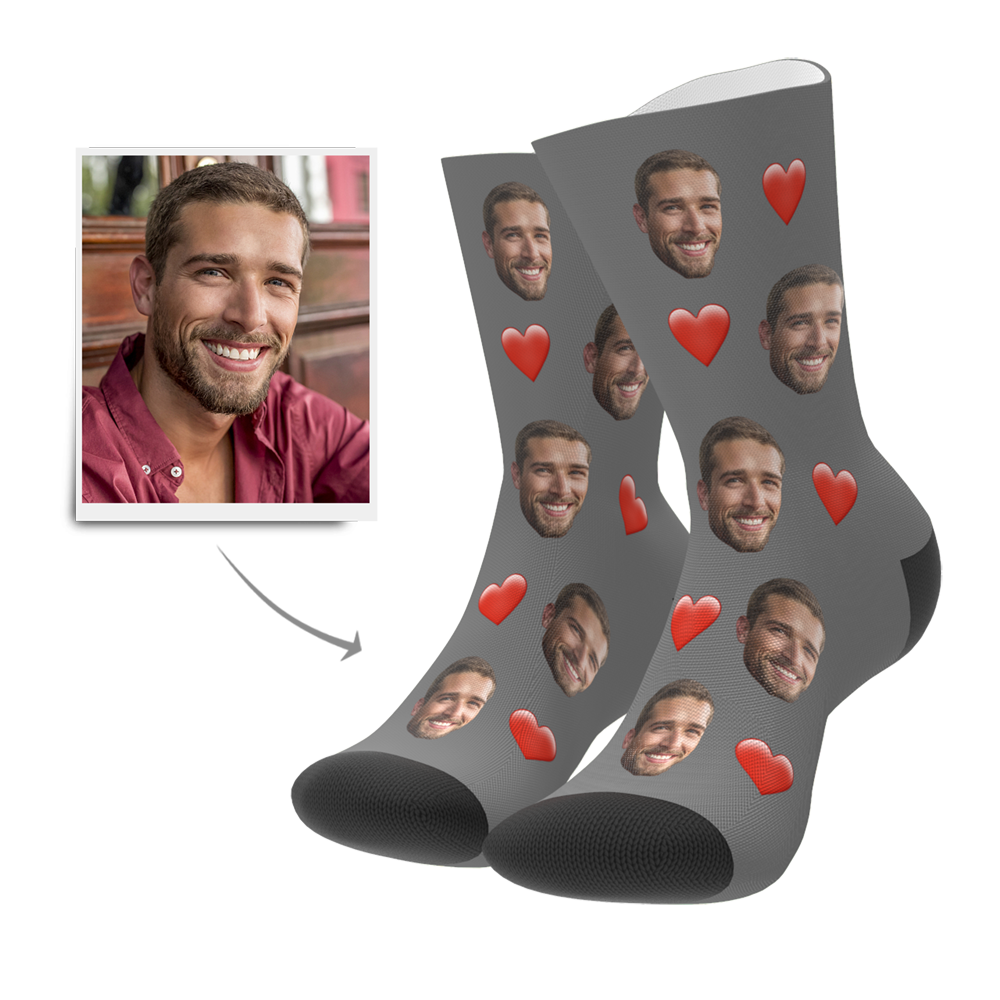 Custom Heart Socks - MyPhotoSocks