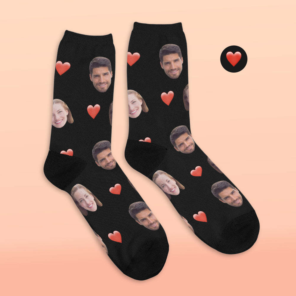 Christmas Gift Ideas for Lover, Custom Face Socks Add Pictures and Name - Heart
