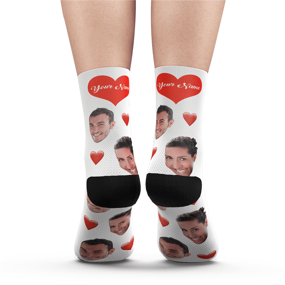 Custom Heart Socks With Your Text- MyPhotoSocksAU