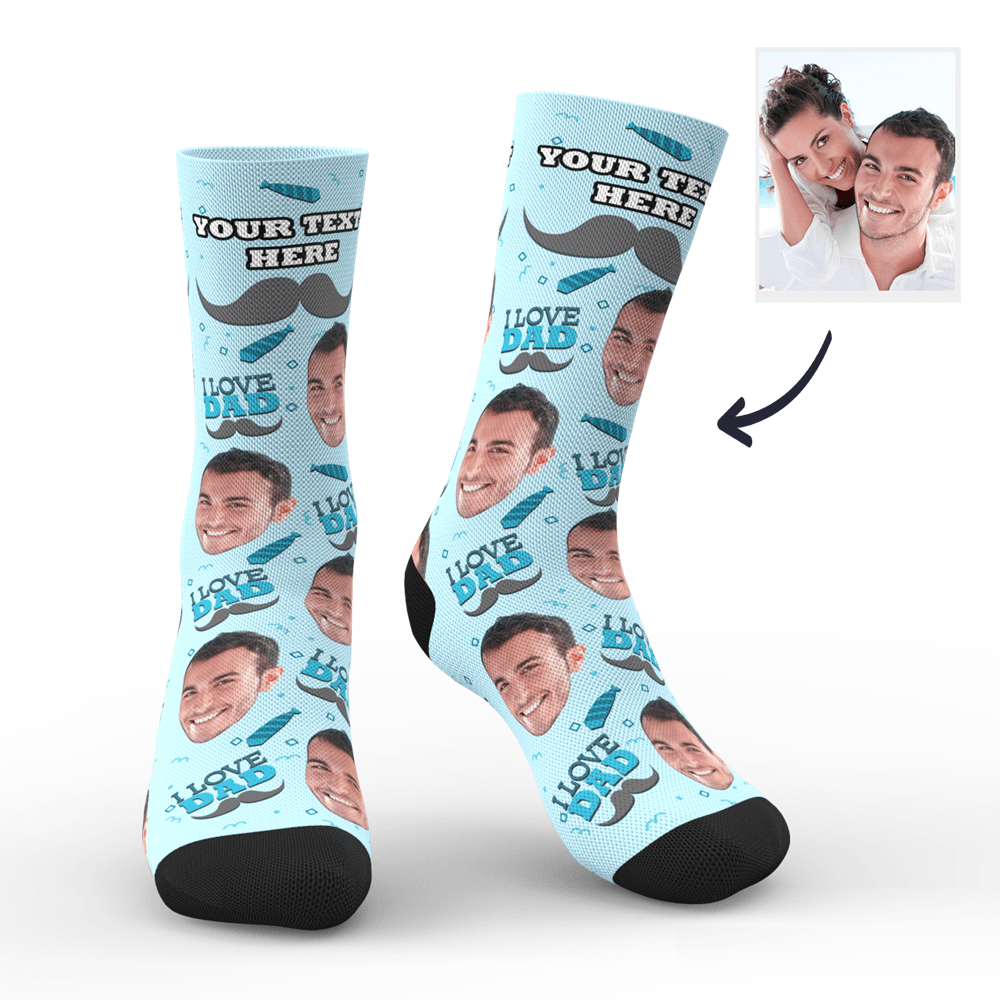 Custom I Love Dad Socks With Your Text - MyFaceSocksAU