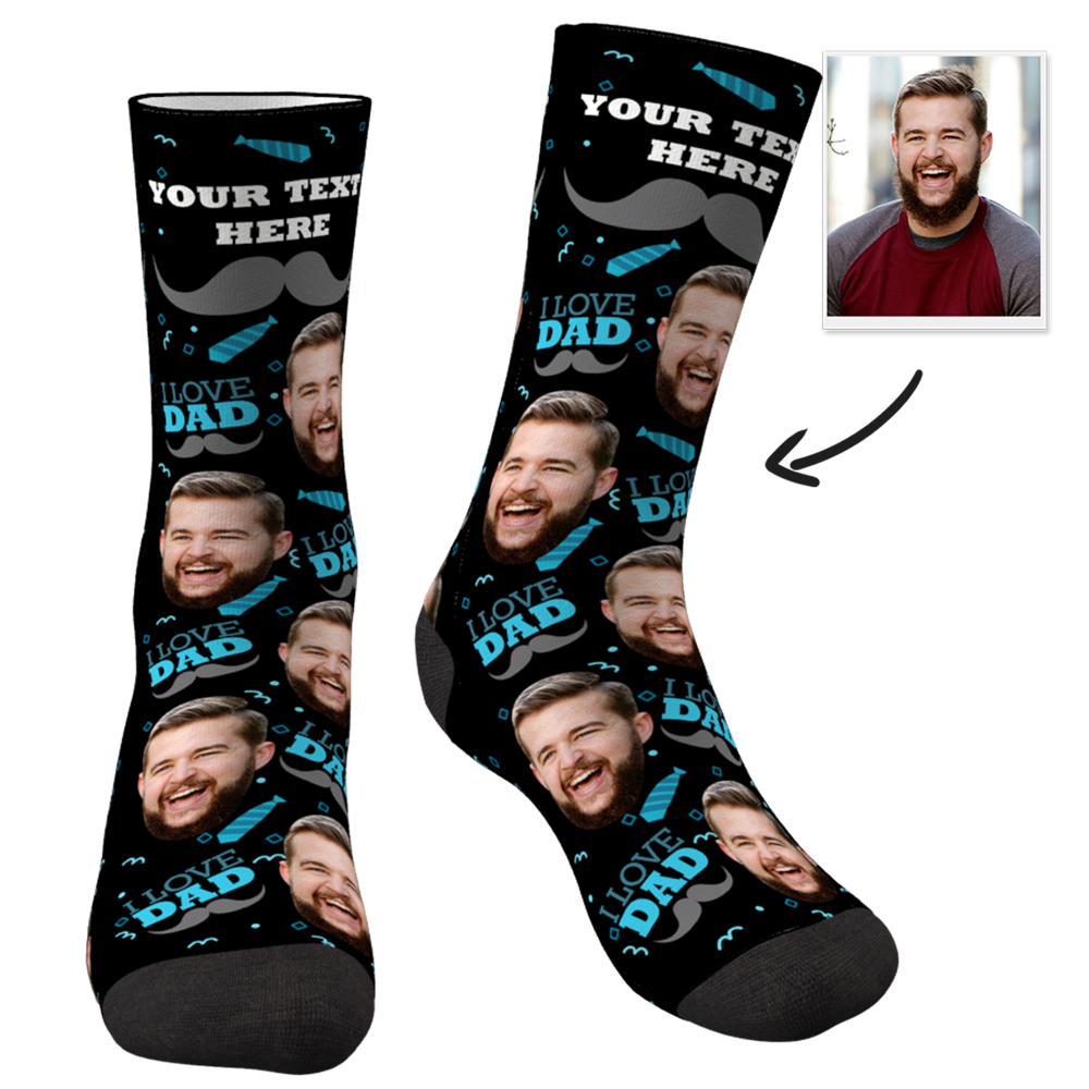 Custom I Love Dad Socks With Your Text - MyFaceSocksAU