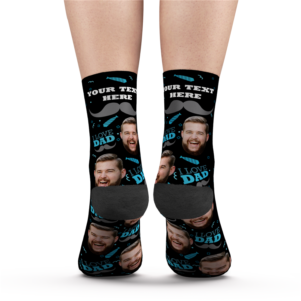 Custom I Love Dad Socks With Your Text - MyFaceSocksAU