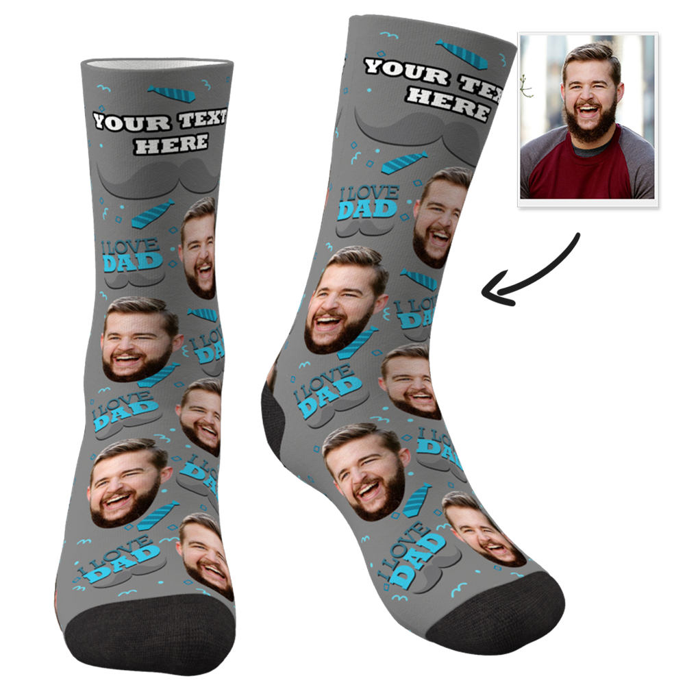 Custom I Love Dad Socks With Your Text - MyFaceSocksAU