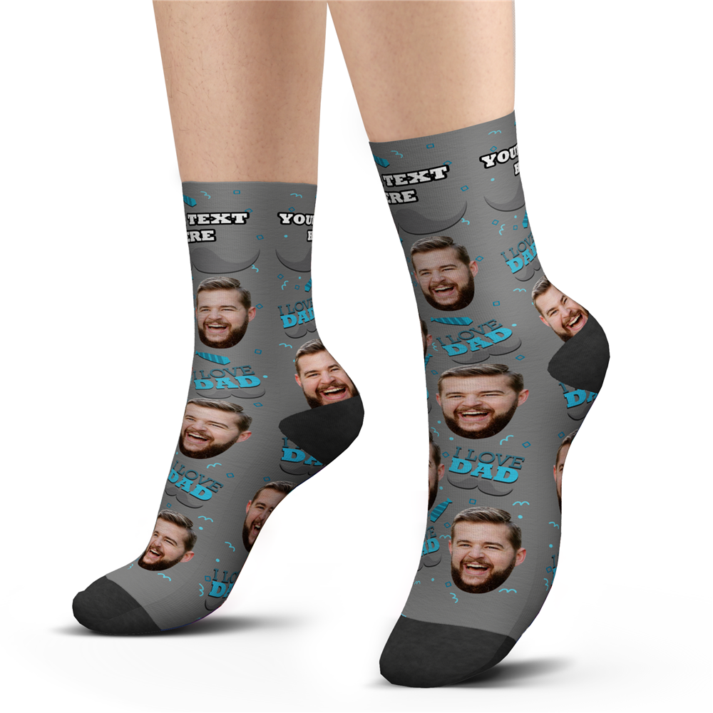 Custom I Love Dad Socks With Your Text - MyFaceSocksAU