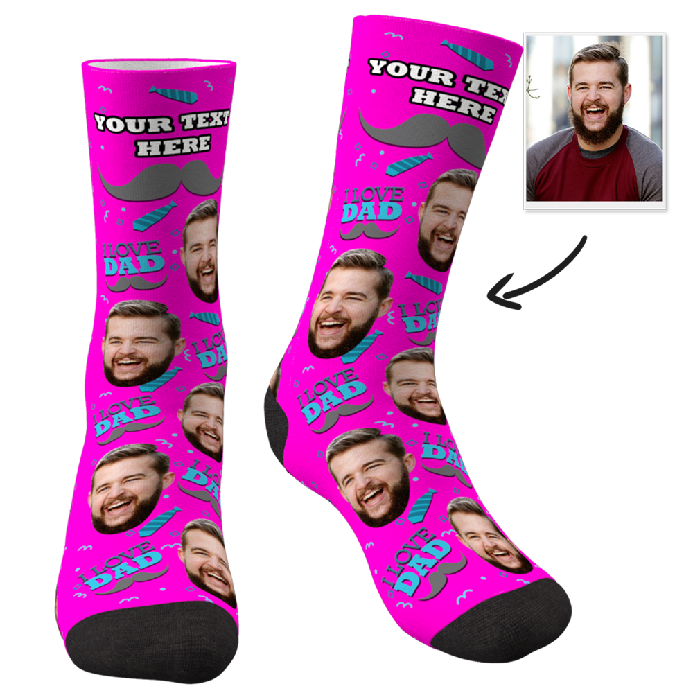 Custom I Love Dad Socks With Your Text - MyFaceSocksAU