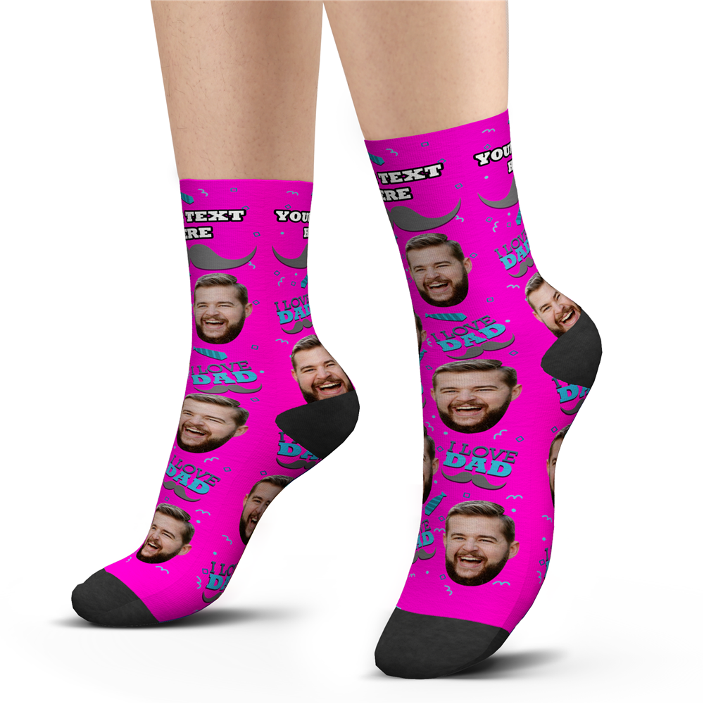 Custom I Love Dad Socks With Your Text - MyFaceSocksAU