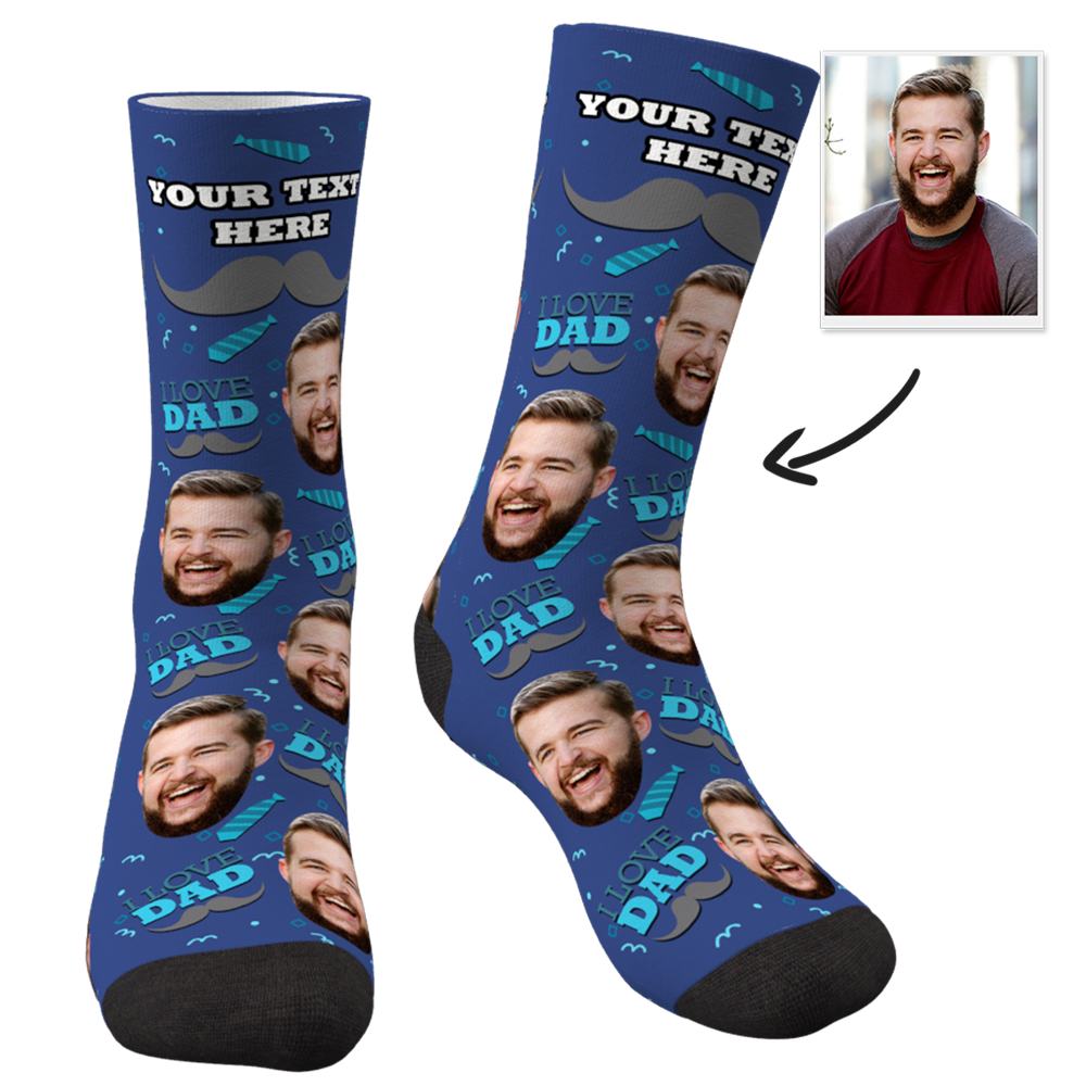 Custom I Love Dad Socks With Your Text - MyFaceSocksAU