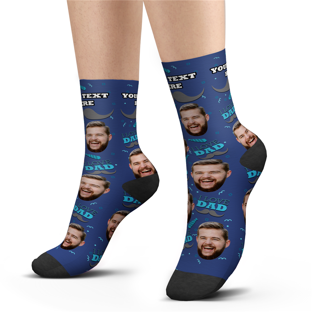 Custom I Love Dad Socks With Your Text - MyFaceSocksAU