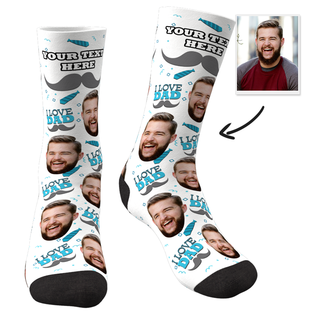 Custom I Love Dad Socks With Your Text - MyFaceSocksAU