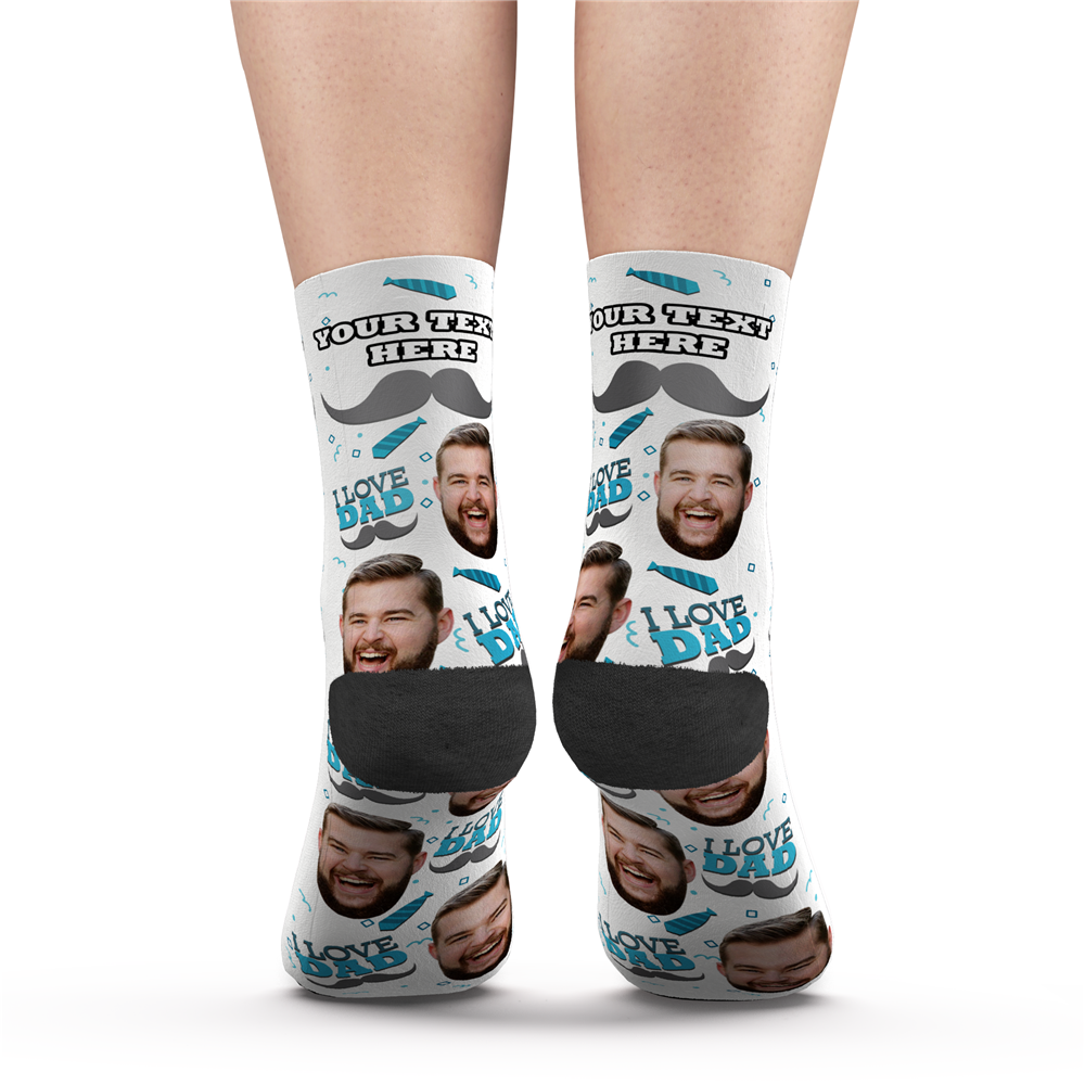 Custom I Love Dad Socks With Your Text - MyFaceSocksAU