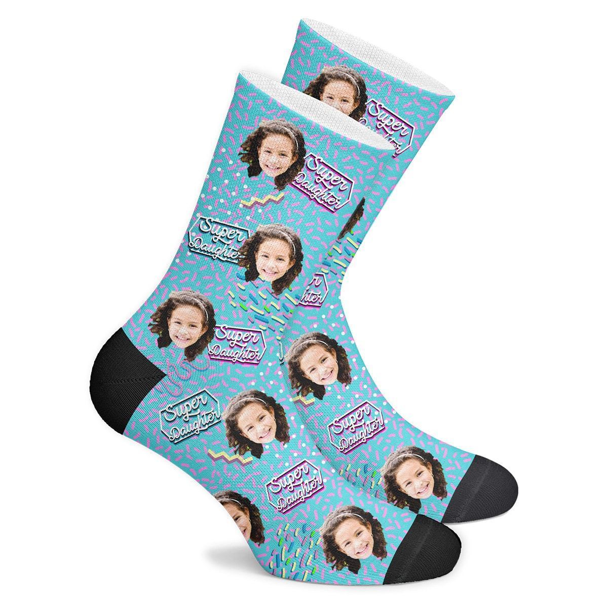 Custom Super Daughter Retro Socks - MyPhotoSocksAU