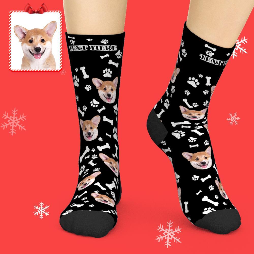 Custom Face Dog Socks With Your Text 3D preview