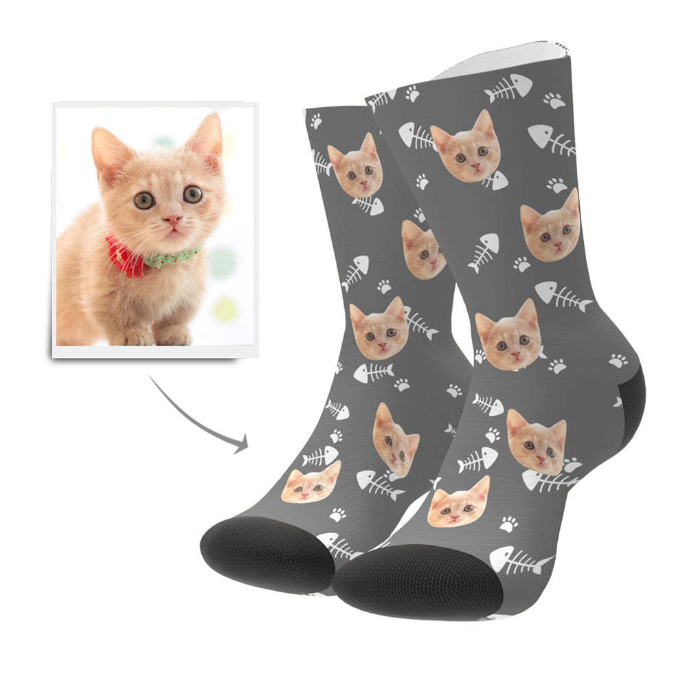 Custom Photo Cat Socks With Your Text
