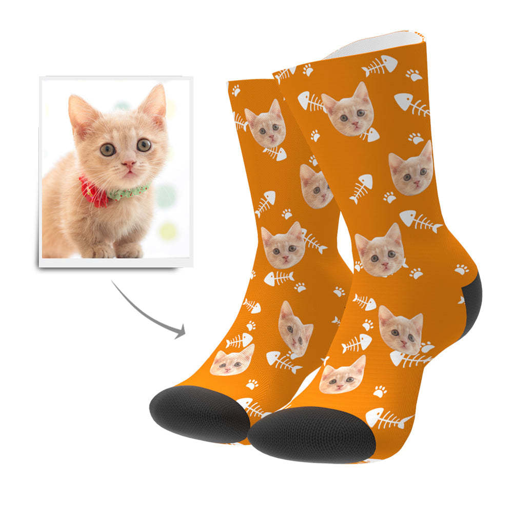 Custom Photo Cat Socks With Your Text