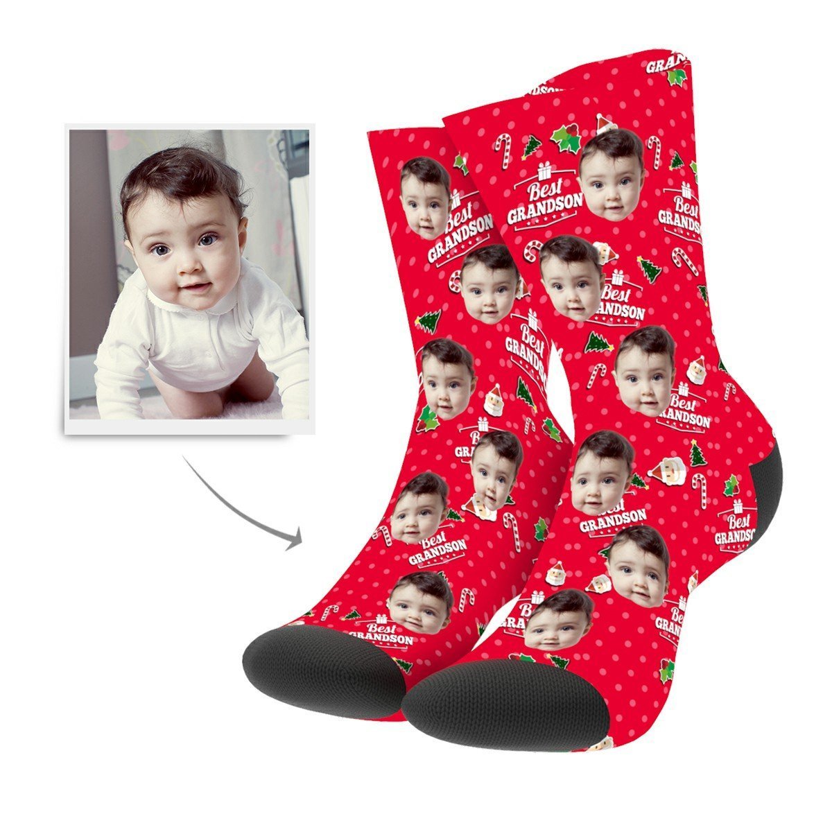 Christmas Custom Grandson Socks - MyPhotoSocksAU