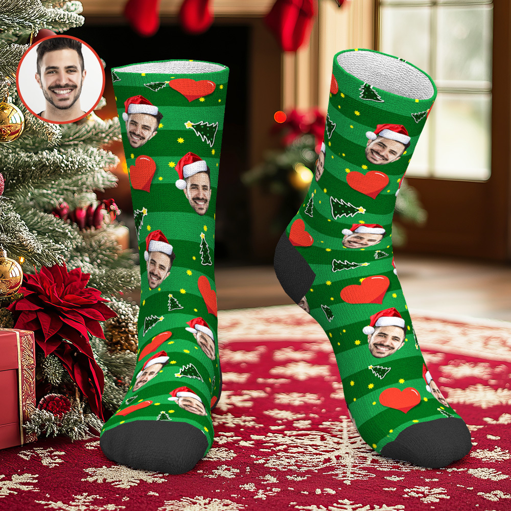 Custom Photo Socks Heart Face Socks For Christmas