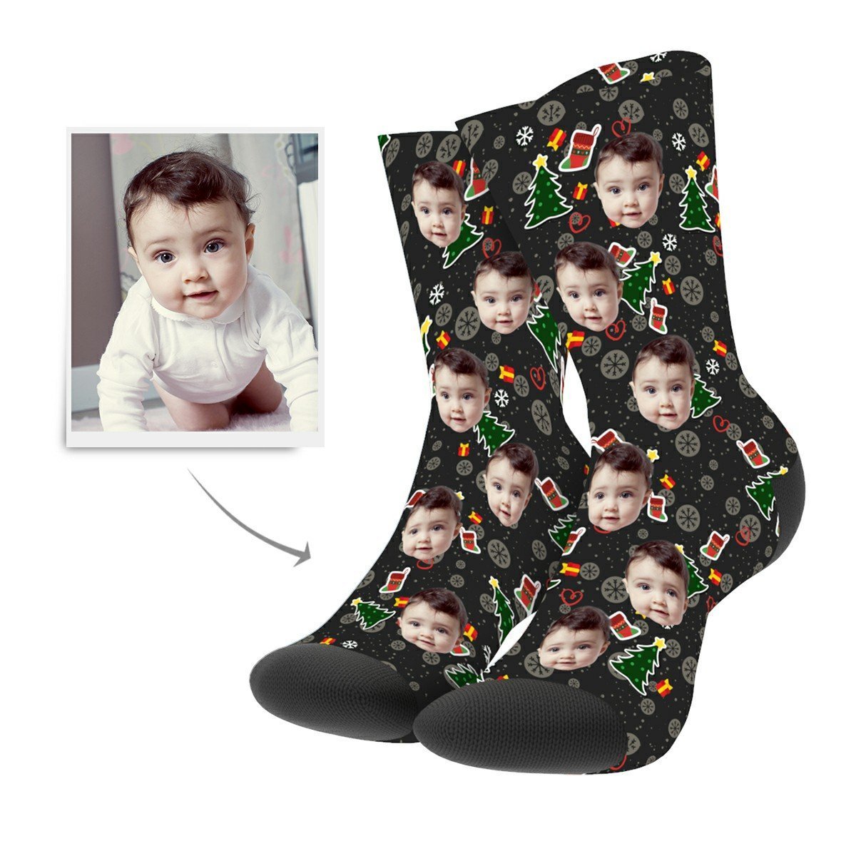 Christmas Custom Tree Hero Socks - MyPhotoSocksAU