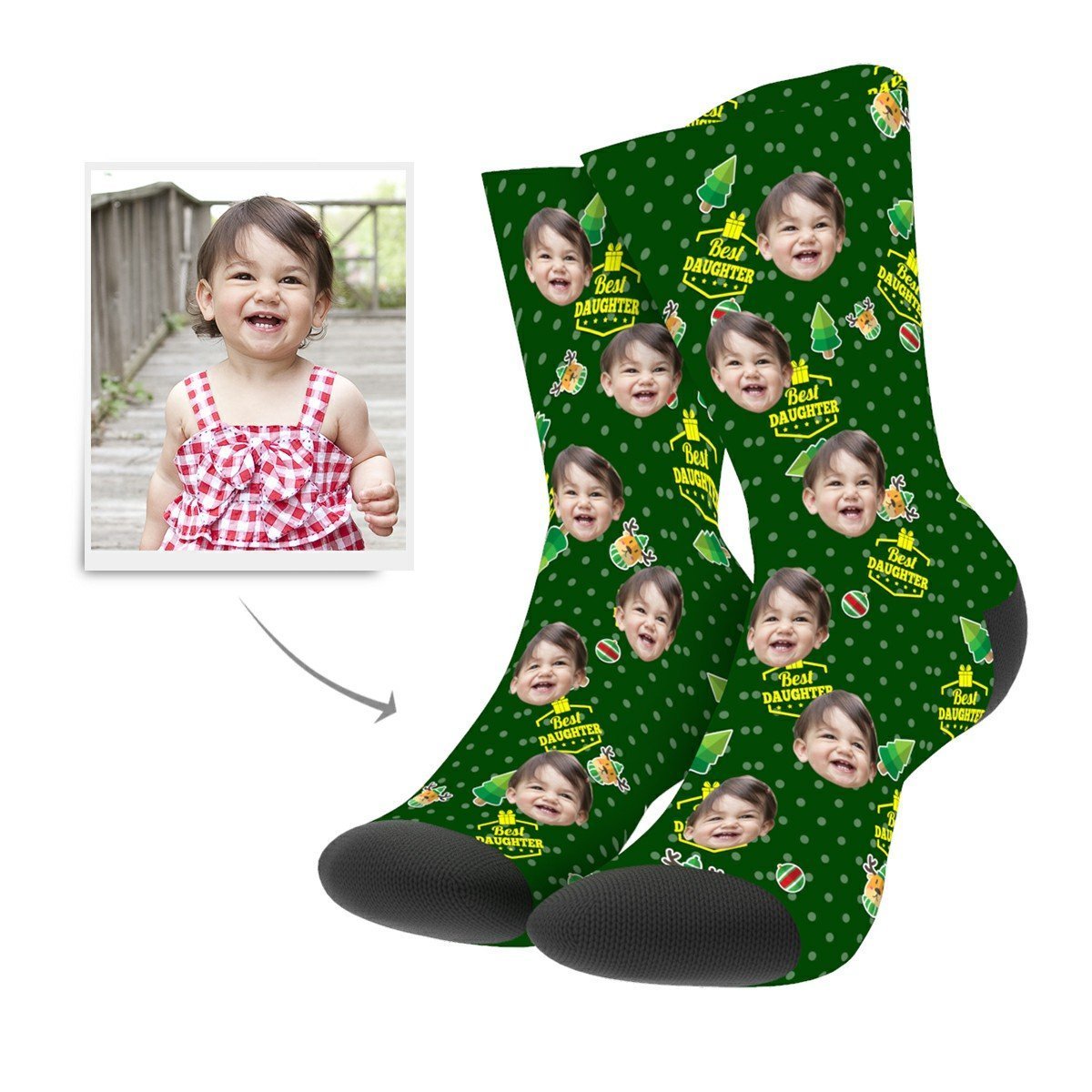 Christmas Custom Daughter Socks - MyPhotoSocksAU