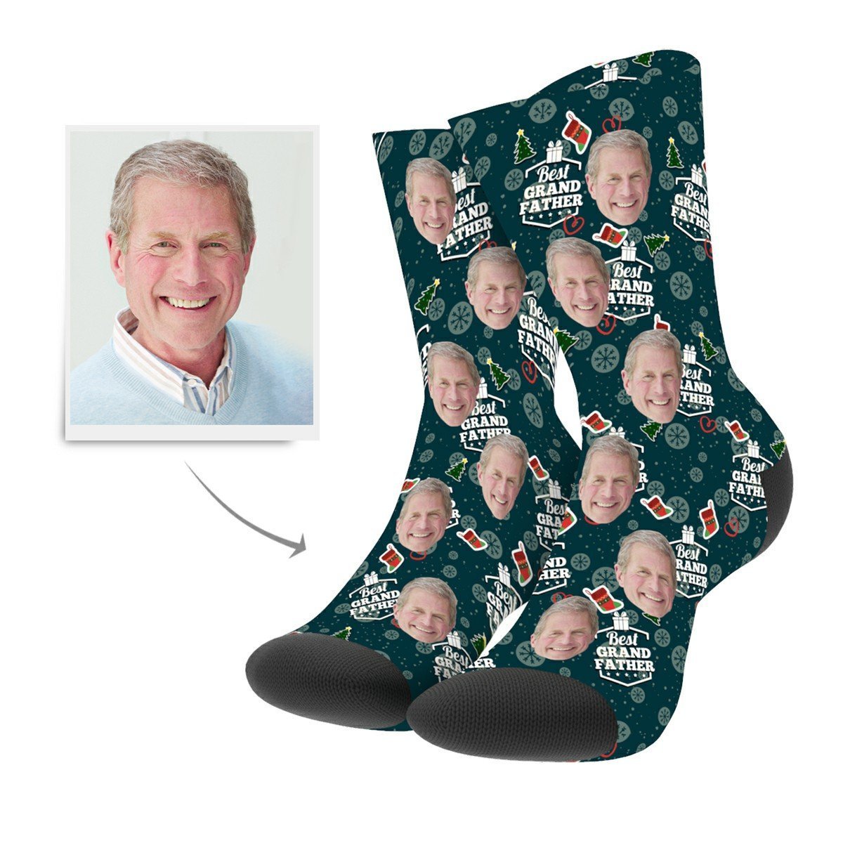 Christmas Custom Grand Father Socks - MyPhotoSocksAU