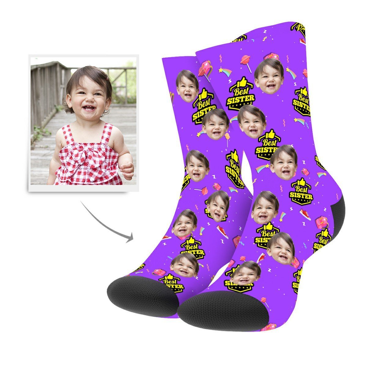 Custom Best Sister Socks - MyPhotoSocksAU