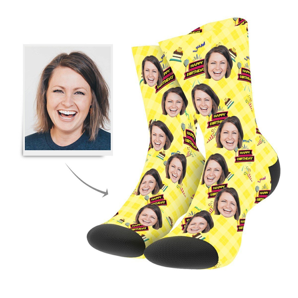 Custom Happy Birthday Socks - MyPhotoSocksAU