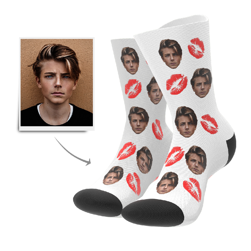 Custom Photo Socks Kiss Face Socks- Personalized Gifts.