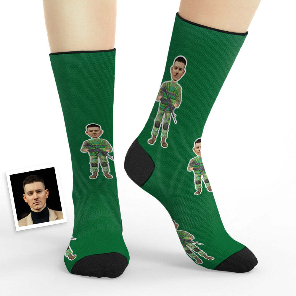 Custom Breathable Face Socks Army Gift Custom Face Socks - My Photo Socks AU