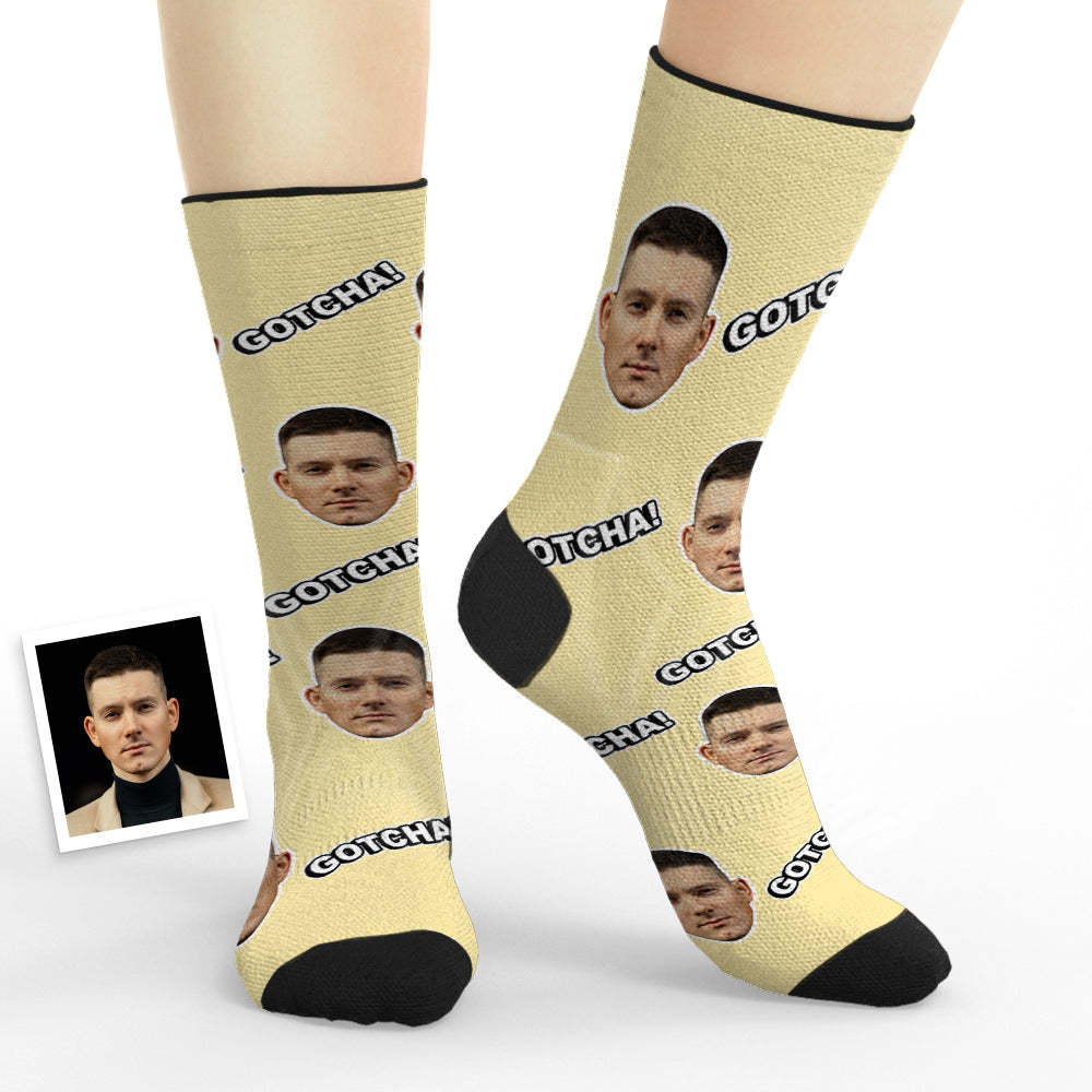 Custom Breathable Face Socks Personalized Gotcha Custom Text Socks - My Photo Socks AU