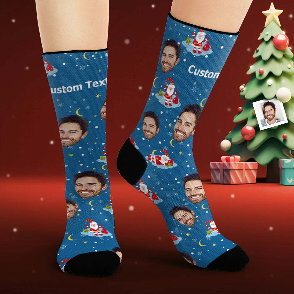 Custom Face Socks Personalized Photo Socks Good Night Santa Claus - My Photo Socks AU