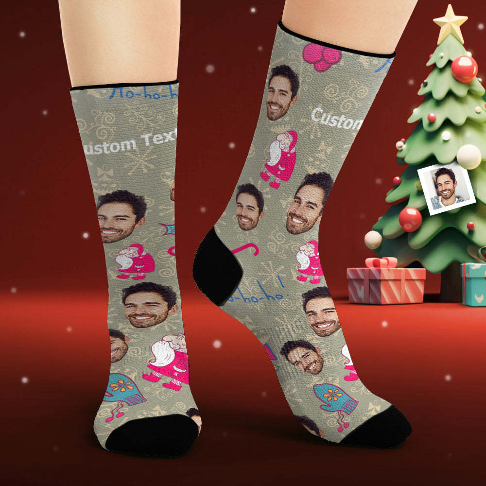 Custom Face Socks Personalized Photo Socks Funny Santa Claus Merry Christmas - My Photo Socks AU