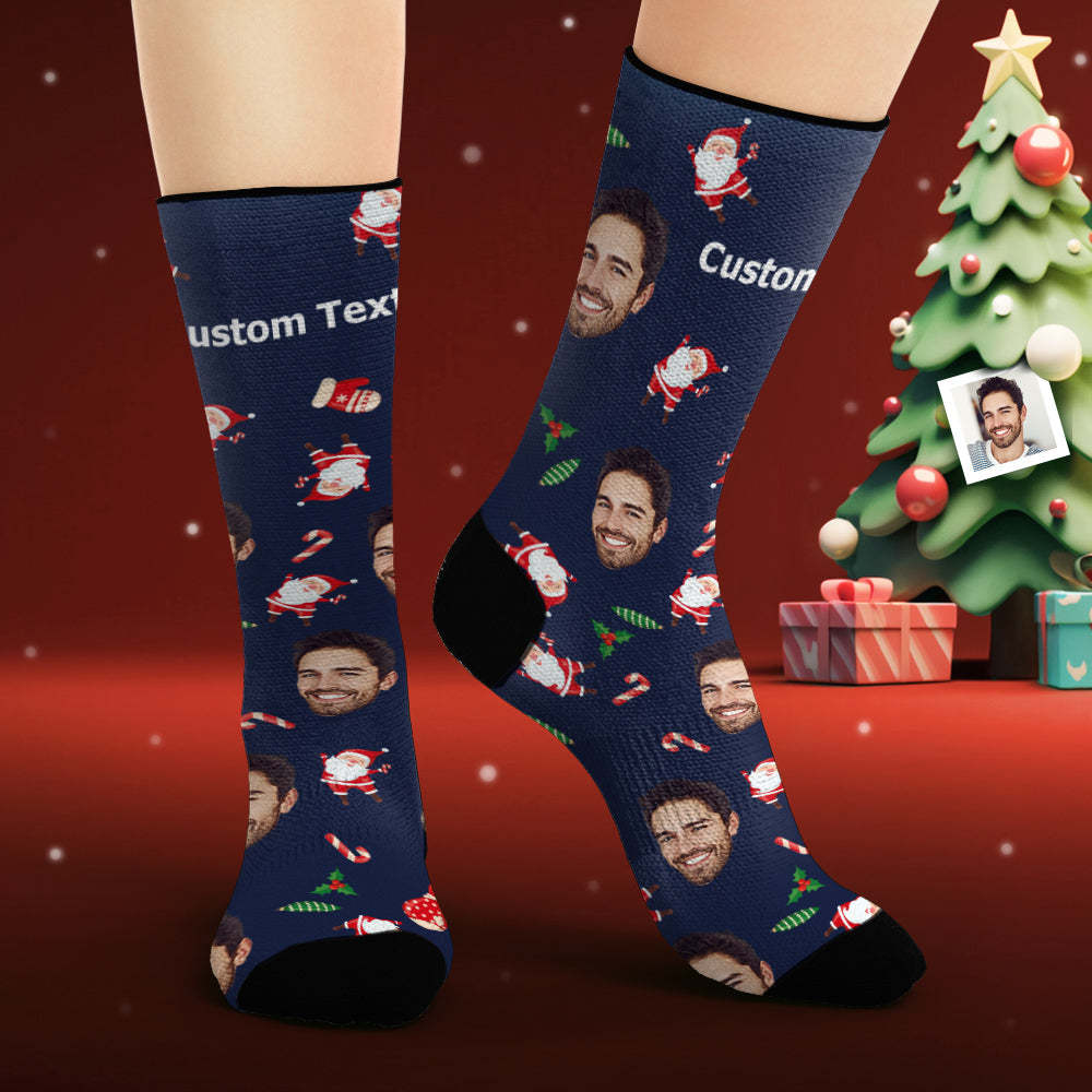 Custom Face Socks Personalized Photo Socks Happy Santa Claus Merry Christmas - My Photo Socks AU