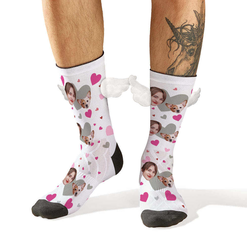 Custom Face Socks with Pet Face 3D Magnetic Wing Socks for Pet Lover - My Photo Socks AU