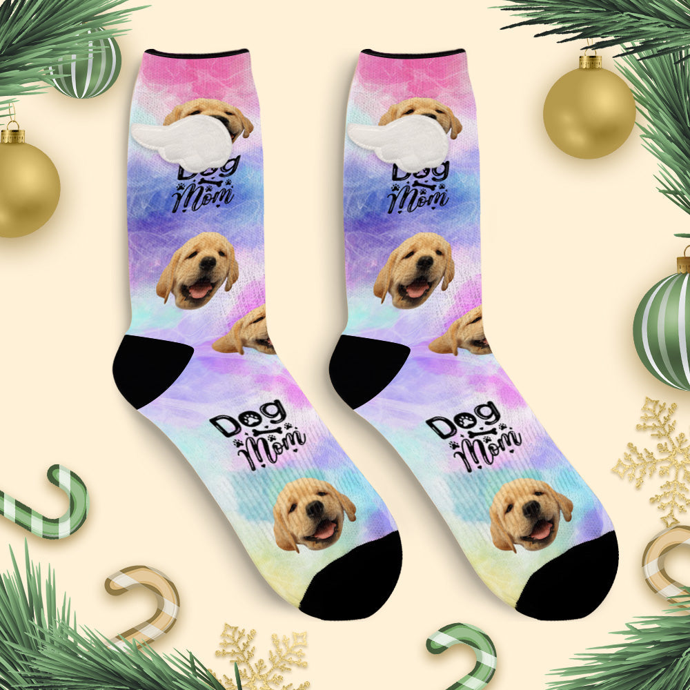 Custom Dog Face Socks 3D Magnetic Wing Socks Dog Mom for Pet Lover