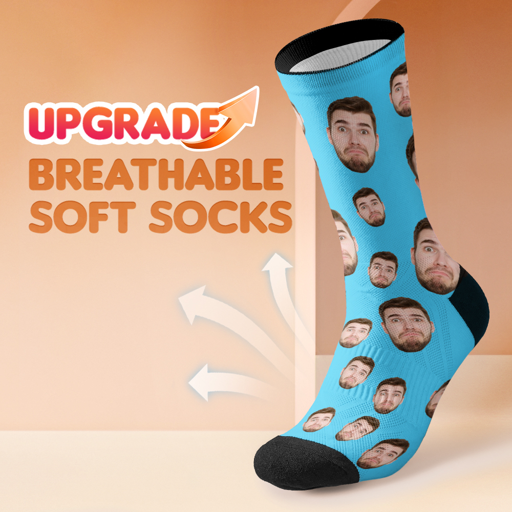 Custom Face Socks Breathable Add Pictures Colorful Photo Socks Gifts - MyPhotoSocksAu