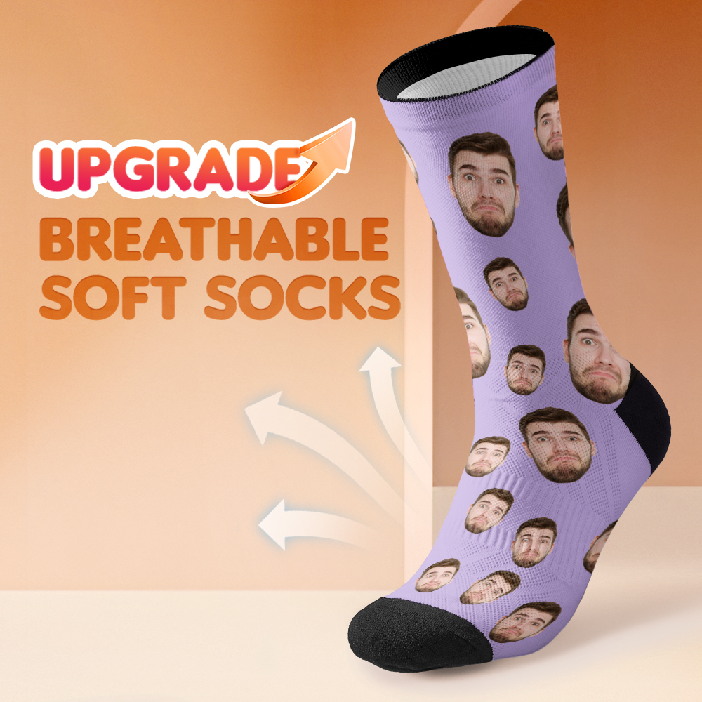 Custom Face Socks Breathable Add Pictures Colorful Photo Socks Gifts - MyPhotoSocksAu