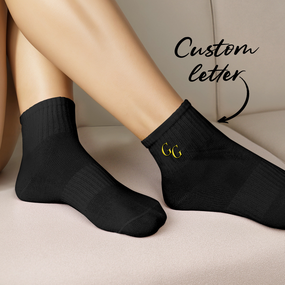 Personalized Initials Socks - Custom Embroidered Letters on Soft Cotton Crew Socks
