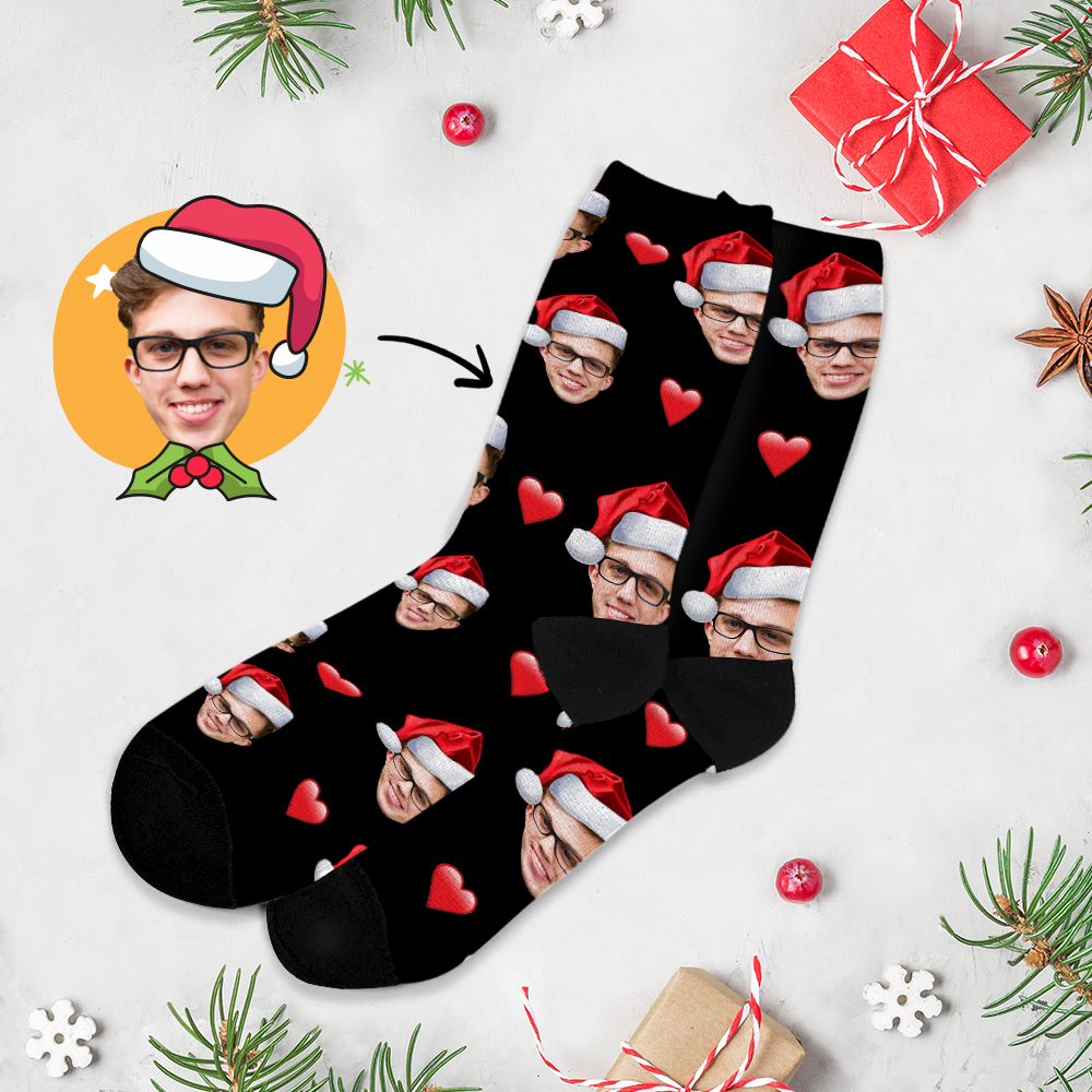 Custom Chrismas Full Face Photo Printed Socks Personalized Custom Designs Best Gift Idea for Xmas - MyPhotoSocksAu