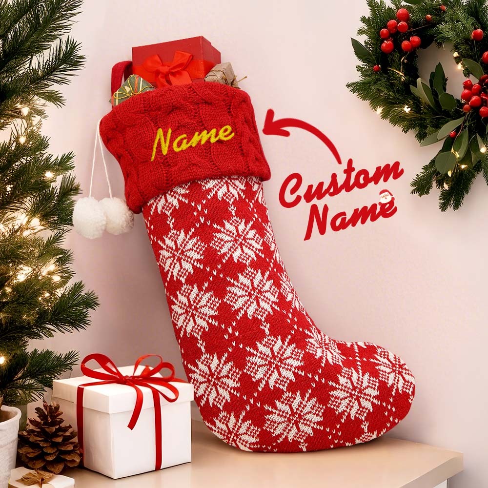 Custom Name Christmas Decoration Knitted Christmas Socks Christmas Gift Bag Knitted Christmas Tree Socks - MyPhotoSocksAu