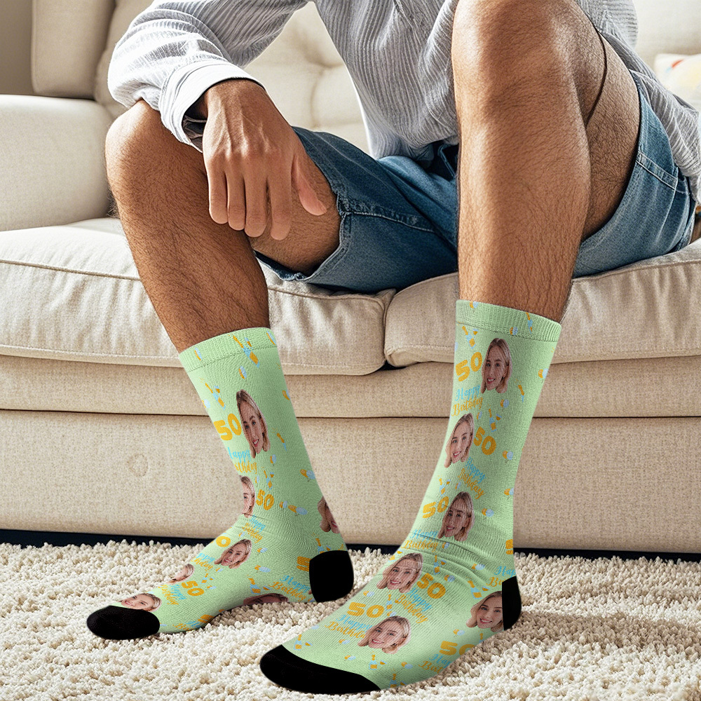 Personalized Face Socks Age and Face Socks Birthday Gift Idea Happy Birthday To You - MyPhotoSocksAu