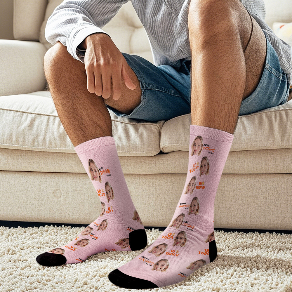 Personalized Face Socks Age and Face Socks Birthday Gift Idea Happy Birthday To You - MyPhotoSocksAu