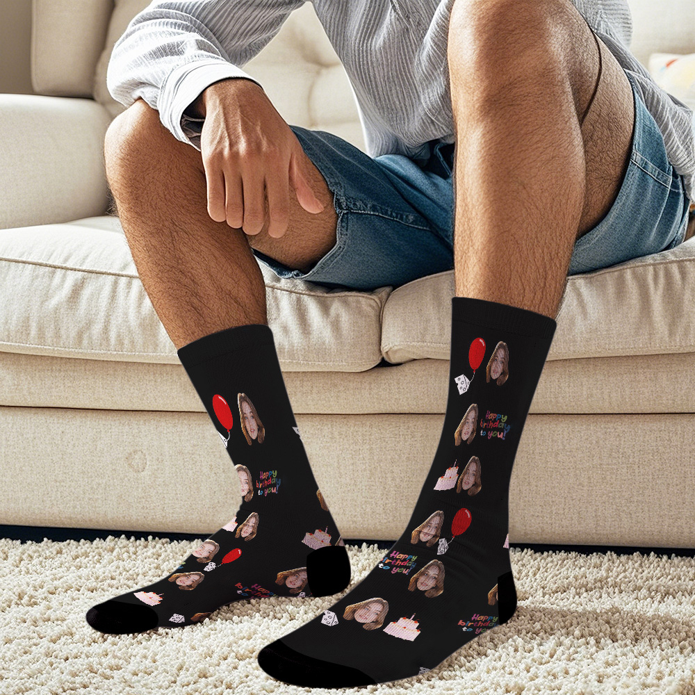 Custom Face Socks Happy Birthday Gift Face Sock Gift - MyPhotoSocksAu