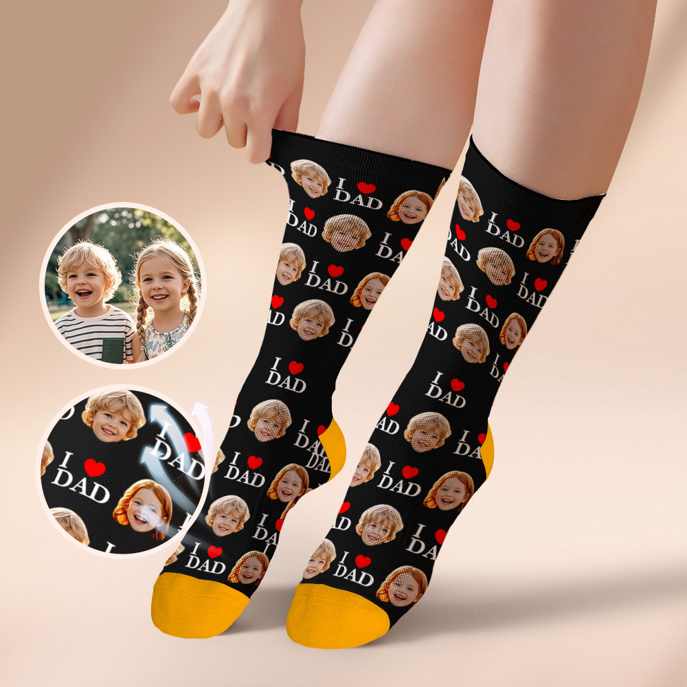 Custom Full Face Photo Print Socks Colorful Socks High Heels Personalized Custom Design Best Gift For Father'S Day - MyPhotoSocksAu