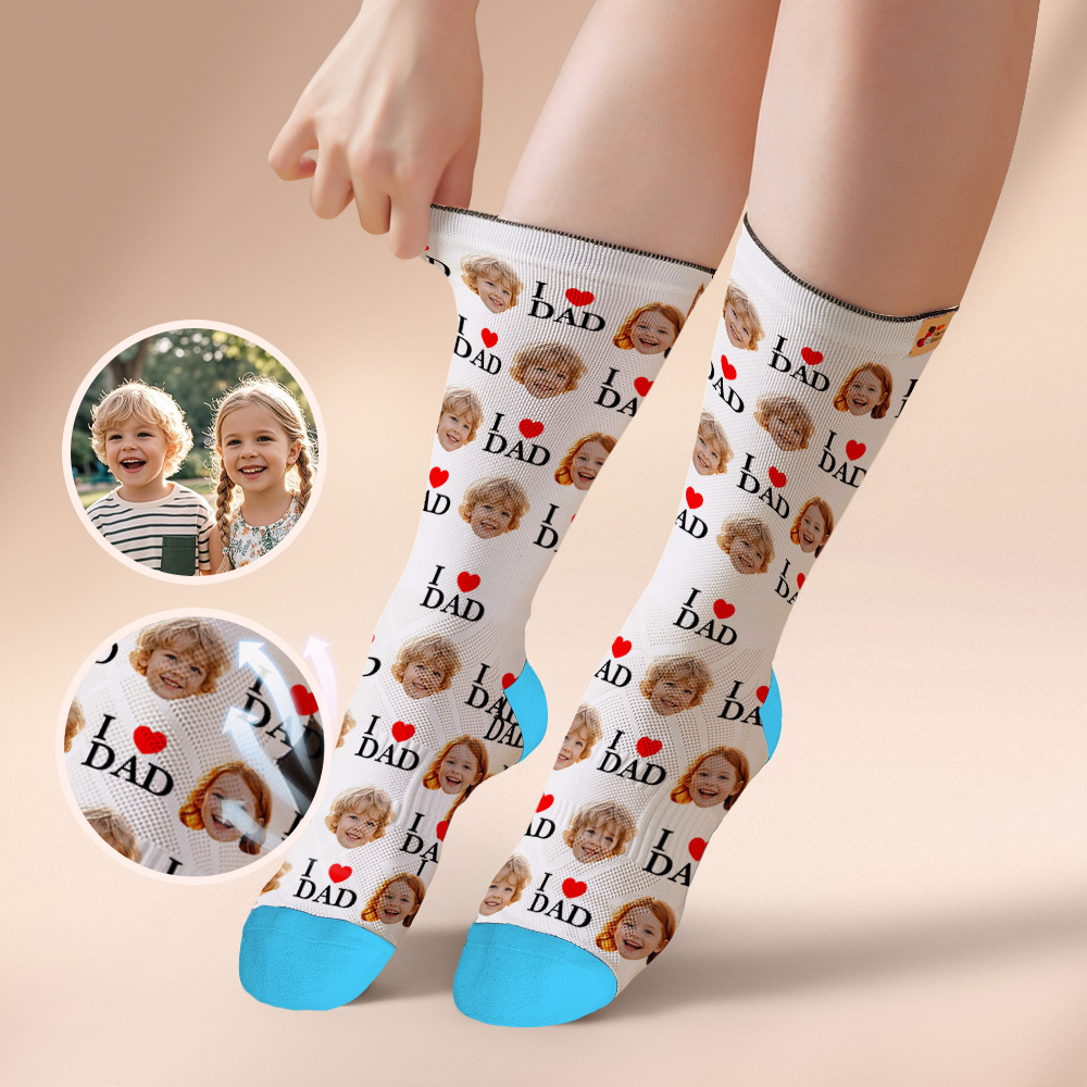 Custom Full Face Photo Print Socks Colorful Socks High Heels Personalized Custom Design Best Gift For Father'S Day - MyPhotoSocksAu