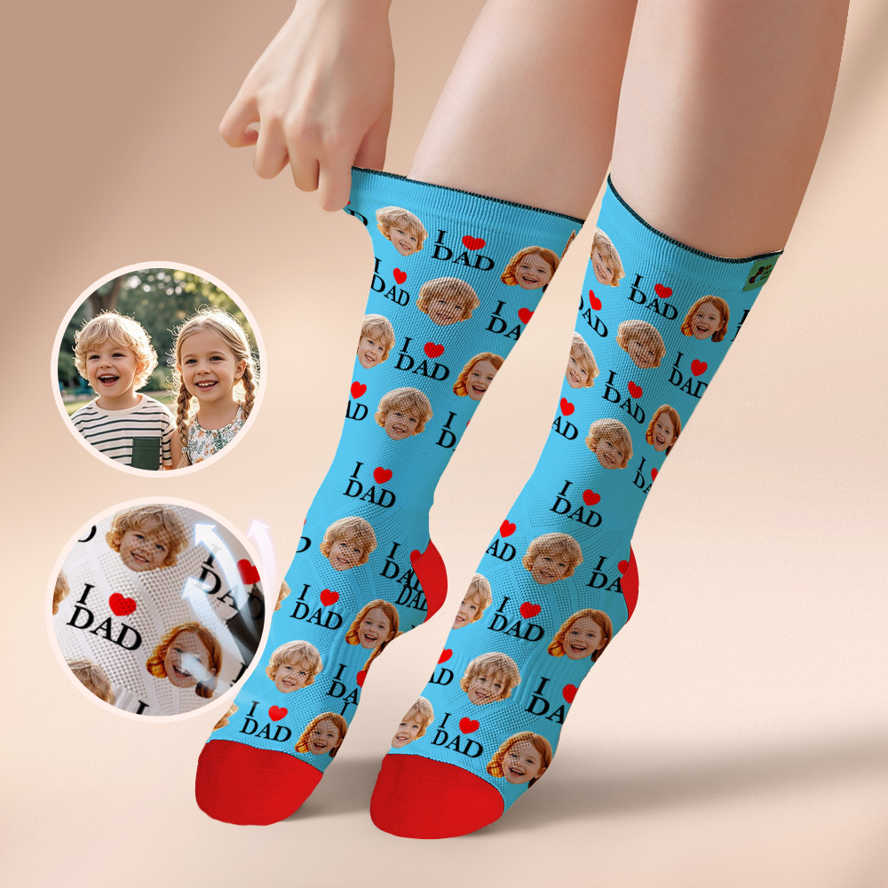 Custom Full Face Photo Print Socks Colorful Socks High Heels Personalized Custom Design Best Gift For Father'S Day - MyPhotoSocksAu