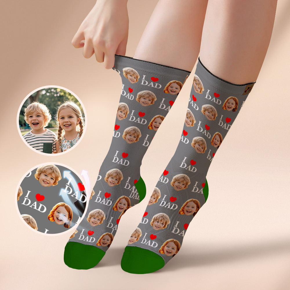 Custom Full Face Photo Print Socks Colorful Socks High Heels Personalized Custom Design Best Gift For Father'S Day - MyPhotoSocksAu