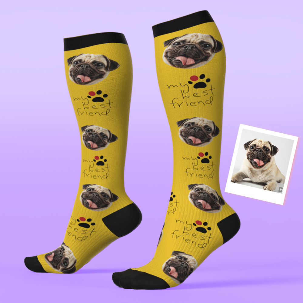 Custom Face Compression Socks Personalized Knee-High Socks My Best Friend Pet Face Socks - MyPhotoSocksAu