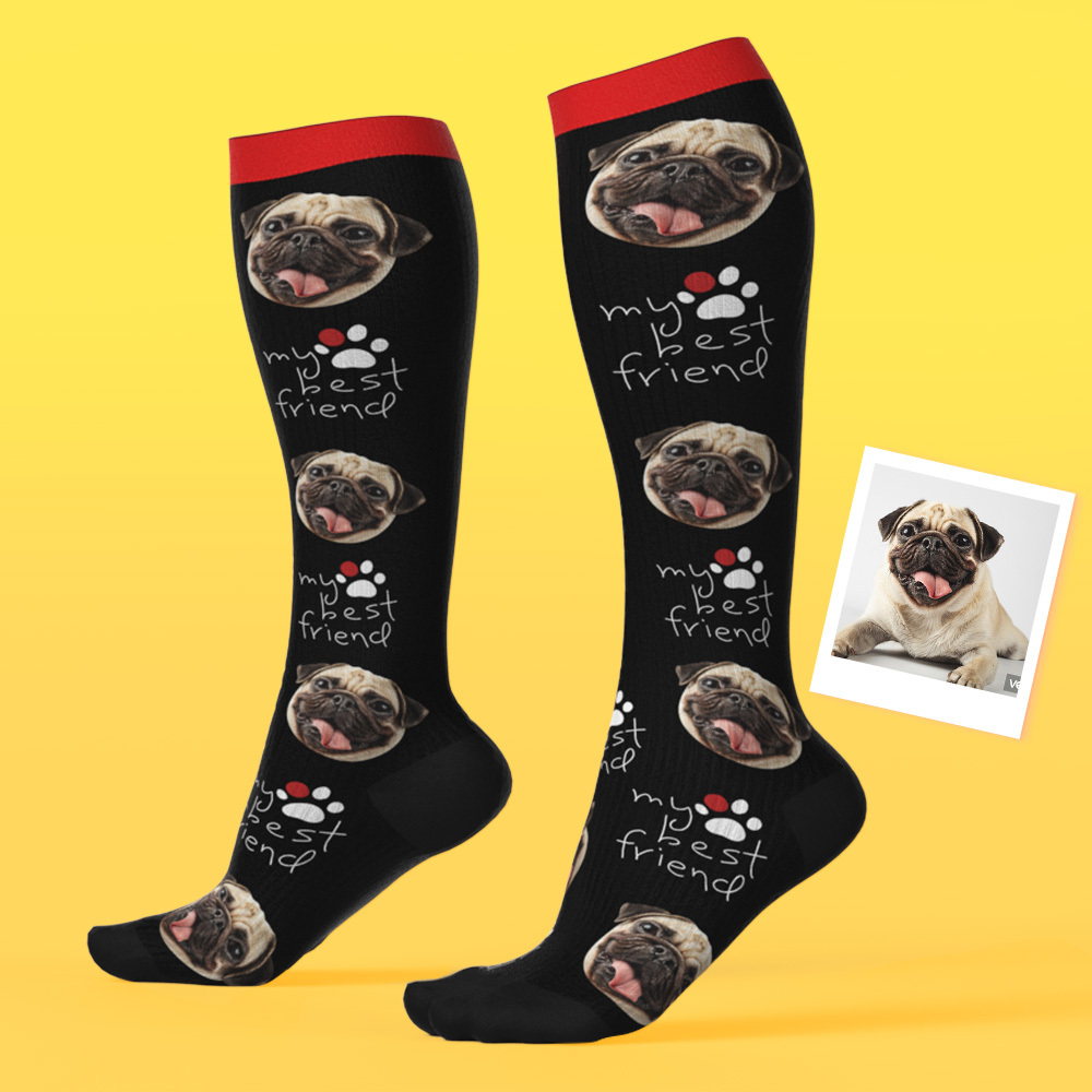 Custom Face Compression Socks Personalized Knee-High Socks My Best Friend Pet Face Socks - MyPhotoSocksAu