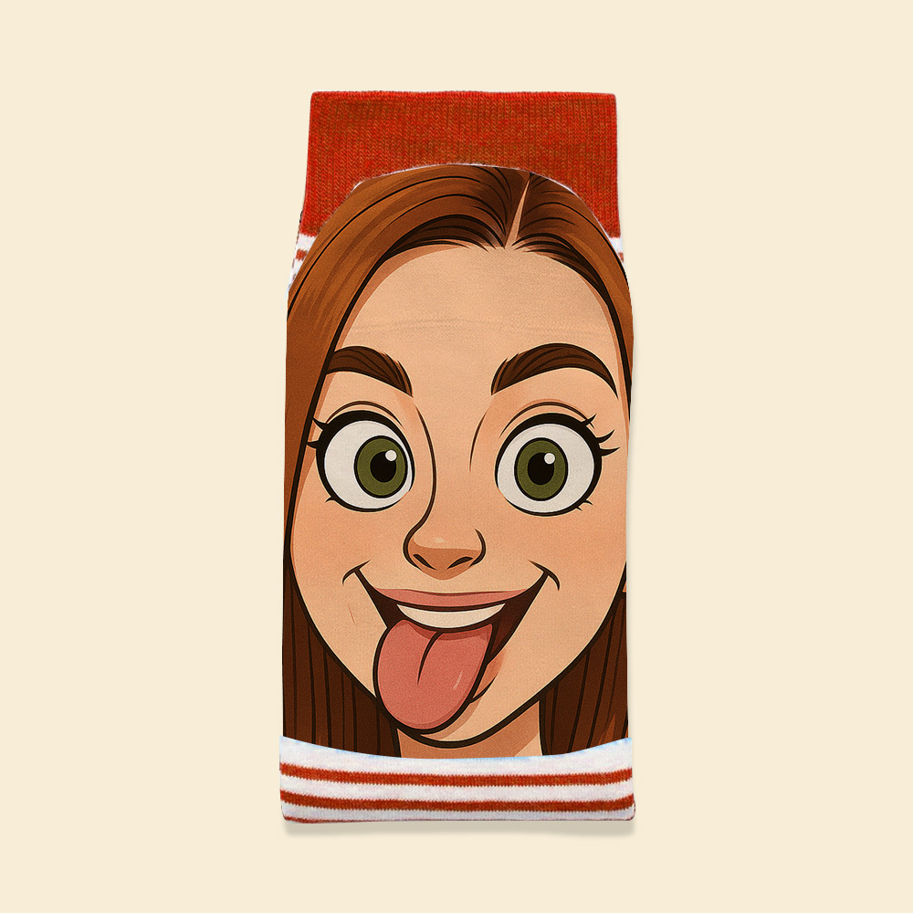 Custom Face Funny Socks Cartoon Style Photo Gifts for Him Her - MyPhotoSocksAu
